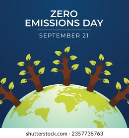 Flat design, flyer design, and vector illustration of Zero Emissions Day are suitable for the celebration of the day.