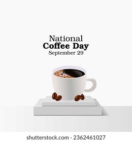 Flat design, flyer design, and vector illustration of National Coffee Day are suitable for the holiday.