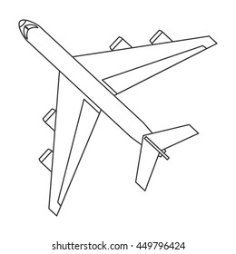flat design flying airplane icon vector illustration