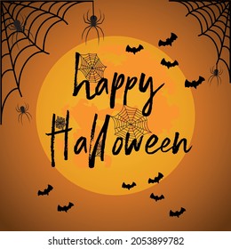 Flat design flying bat.  Hallowen party poster design. Vector illistration.