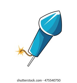 flat design flying firecracker icon vector illustration