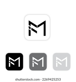 diseño plano logotipo de la carta FM