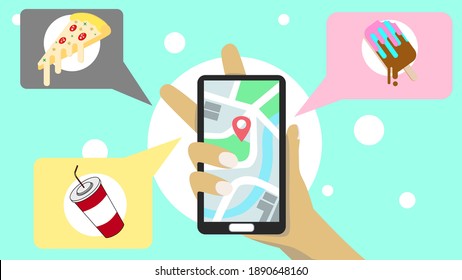 flat design food delivery, mobile delivery vector