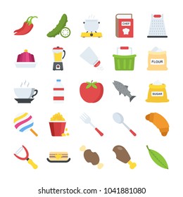 Flat Design Food and Drinks Icons 
