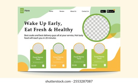 Flat design food landing page template design
