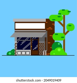 flat design food restaurant and Tree. fast delivery, online delivery Vector cartoon background