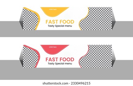 Flat design of food  web banner.