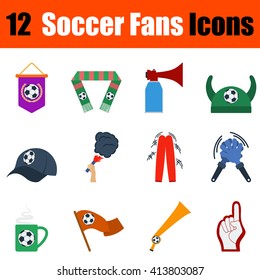 Flat design football fans icon set in ui colors. Vector illustration.