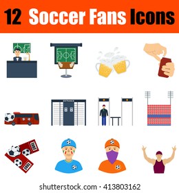 Flat design football fans icon set in ui colors. Vector illustration.