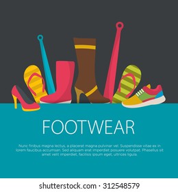 Flat design footwear concept. footwear background. Vector illustration.