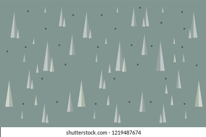 Flat design forest landscape scenery in winter grey themed background illustration.