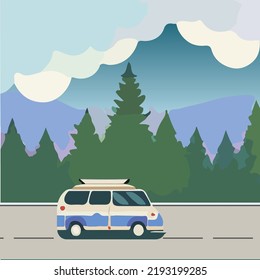 Flat design. forest vacation. happy Holliday 