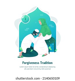 Flat design forgiveness tradition during eid mubarak