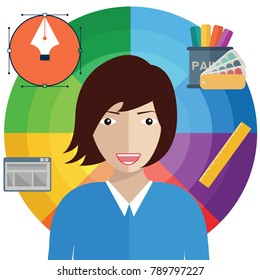Flat design . Freelance career. Graphic design