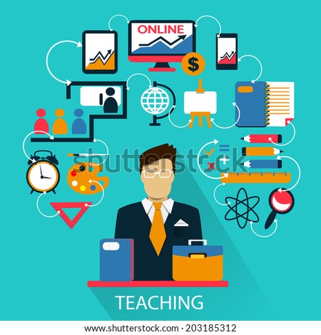 Flat design . Freelance career. Teaching.