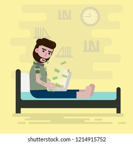 flat design freelance man and outside working office