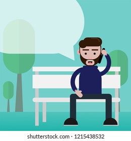 flat design freelance man and outside working office