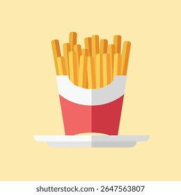 flat design of french fries. french fries in packaging. simple and nice french fries icon. suitable for restaurant theme. fast food and junk food