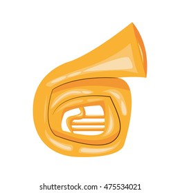 flat design french horn cartoon icon vector illustration