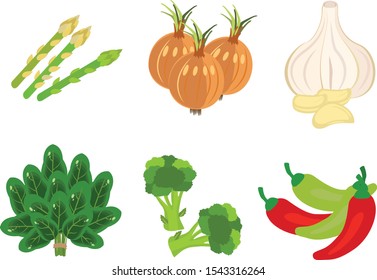 Flat design fresh vegetables vector icon set. - Vector