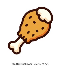 Flat design fried chicken drumstick isolated vector illustration