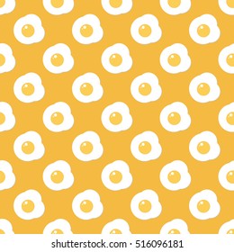 Flat design fried eggs seamless pattern background.