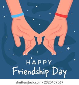 flat design friendship day illustration with hand in hand