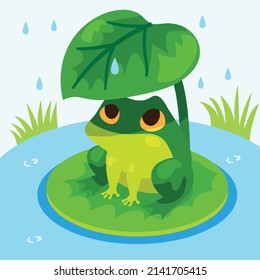 flat design frog with big eyes illustration