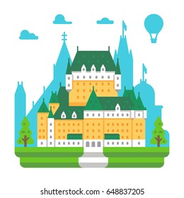 Flat design Frontenac chateau Quebec illustration vector