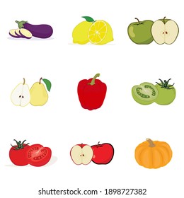 flat design fruit set bundle vector graphics