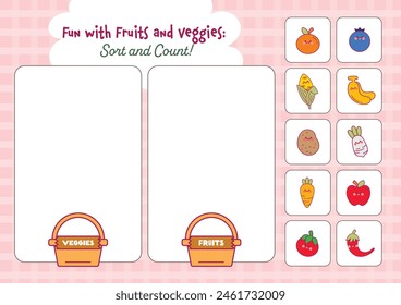 flat design fruit and vegetable veggie worksheet printable for kids education activity