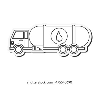 flat design Fuel tanker truck or cistern truck icon vector illustration