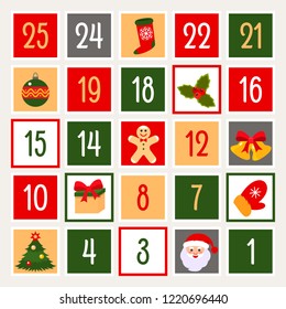 Flat design of fun advent calendar. vector illustration. Christmas holidays concept