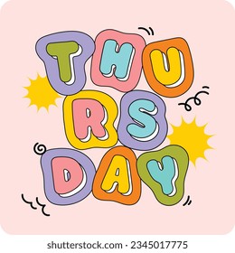 flat design fun colorful thursday lettering 