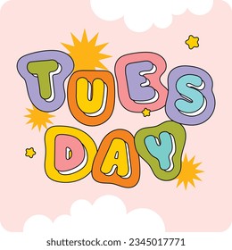 flat design fun colorful tuesday lettering 