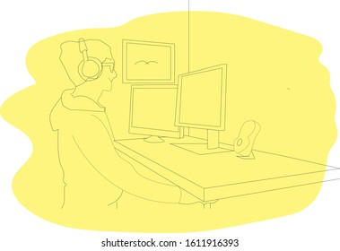 Flat Design Gamer Ilustration Vector