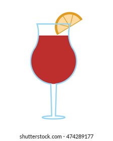 flat design garnished cocktail icon vector illustration