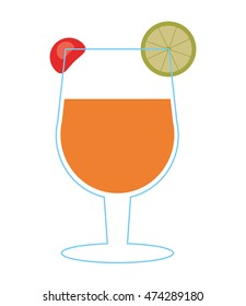 flat design garnished cocktail icon vector illustration