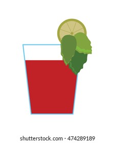flat design garnished cocktail icon vector illustration