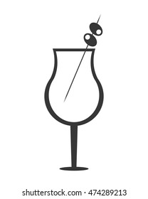 flat design garnished cocktail icon vector illustration