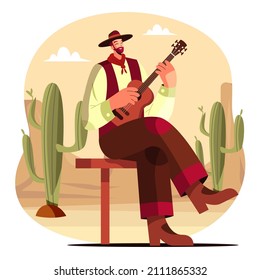 Flat design gaucho cowboy illustration Vector illustration.