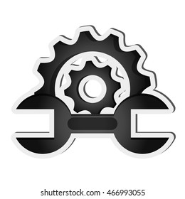 flat design gear and wrench icon vector illustration