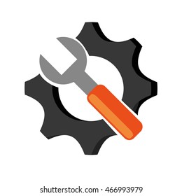 flat design gear and wrench icon vector illustration