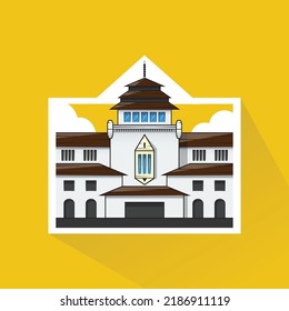 Flat Design of Gedung Sate, can be use as Logo, Sticker, and Poster