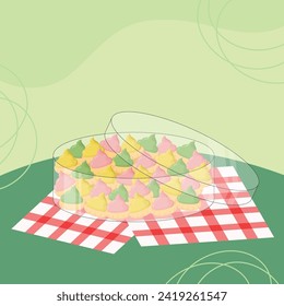 Flat design of gem rose cookies illustration