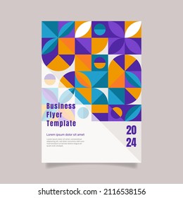 Flat design geometric business flyer. - Vector.