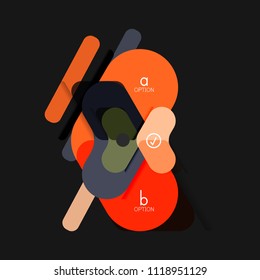Flat design geometric infographics, arrow shape vector sticker or label, price tags, offer promotion badge, icon design, paper style layout for data graphic visualization step by step process, for