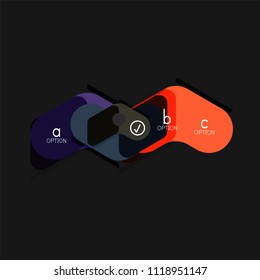 Infografía geométrica de diseño plano, etiqueta o pegatina vectorial de forma de flecha, etiquetas de precio, insignia de promoción, diseño de iconos, diseño de estilo de papel para visualización de gráficos de datos paso a paso, para