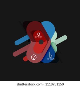 Infografía geométrica de diseño plano, etiqueta o pegatina vectorial de forma de flecha, etiquetas de precio, insignia de promoción, diseño de iconos, diseño de estilo de papel para visualización de gráficos de datos paso a paso, para