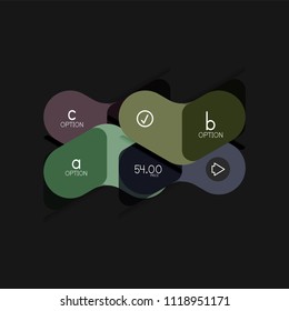 Flat design geometric infographics, arrow shape vector sticker or label, price tags, offer promotion badge, icon design, paper style layout for data graphic visualization step by step process, for